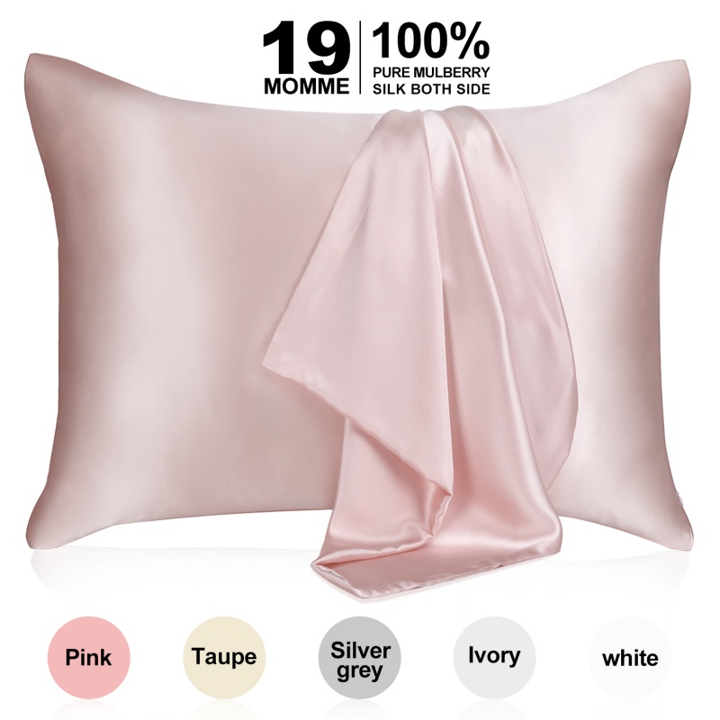 Pure Mulberry Silk - 22 Momme 6A högklassiga fibrer - Silkkuddtäckning för hår och hud - Regelbunden, drottning och kung med dold blixtlås